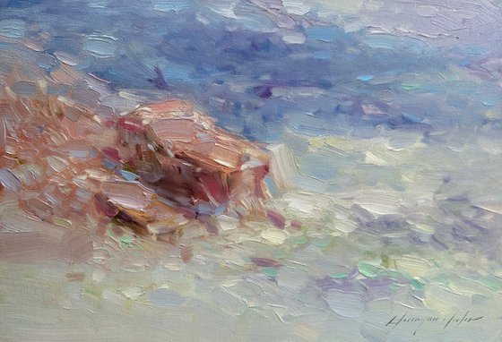 Ocean Cliffs, Original oil painting, Handmade artwork, One of a kind