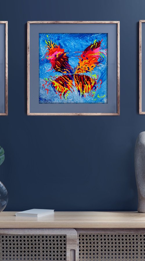 Set of 3 «Blue Space» by Mariia Raskin