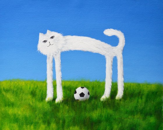 Skinny Cat Plays Soccer