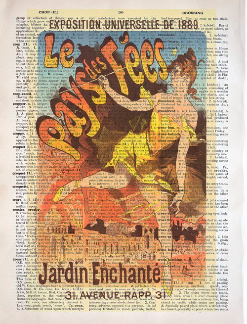 Exposition Universelle de 1889 - Le Pays des Fées - Collage Art Print on Large Real English Dictionary Vintage Book Page by Jakub DK - JAKUB D KRZEWNIAK