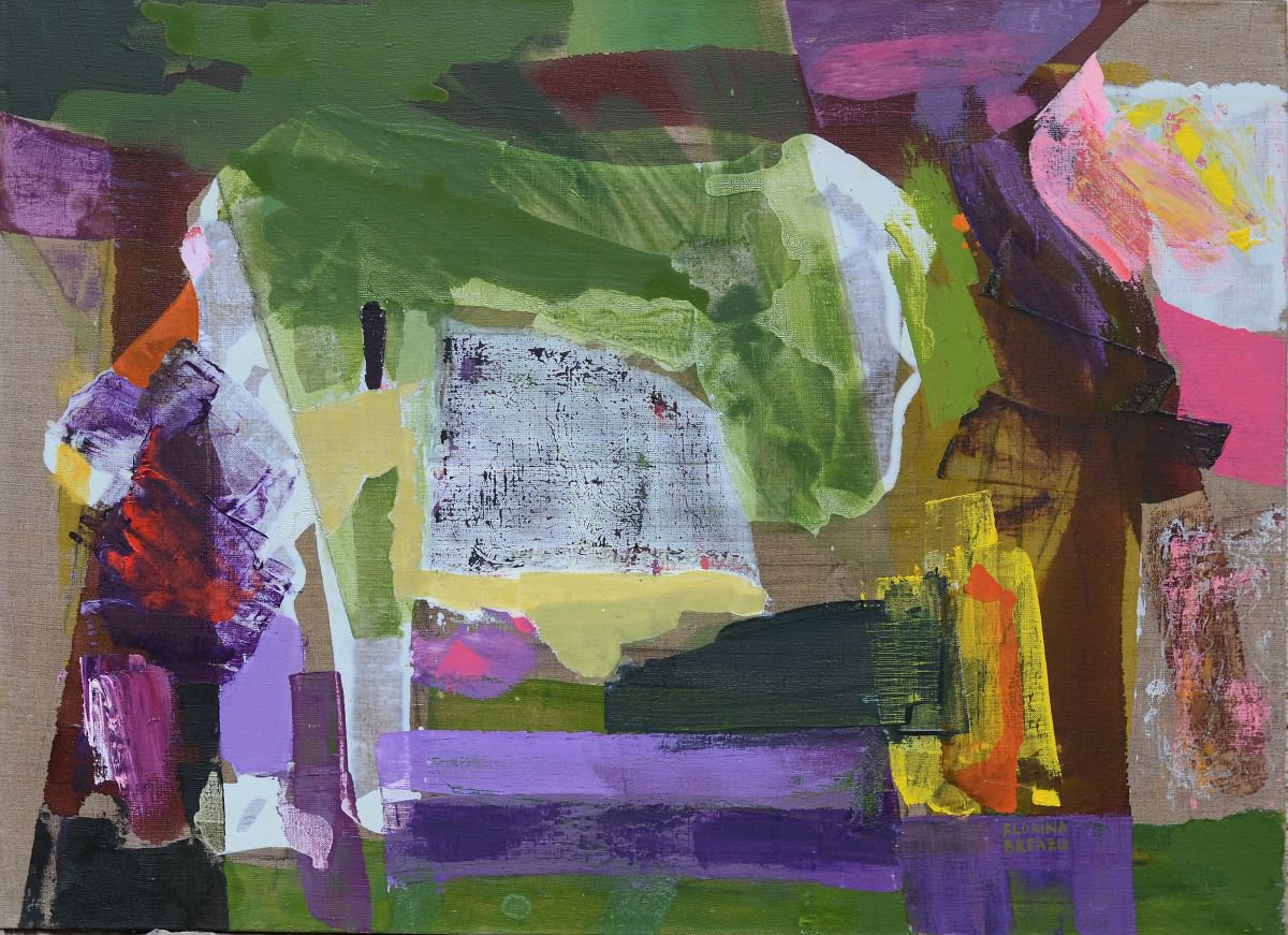 Expressive Abstract Oil Painting By Florina Breazu, 32 X 24, Transfiguration, Original Artwork