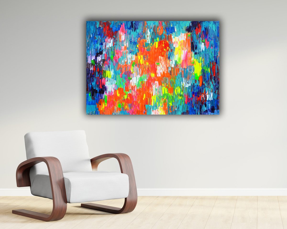 Impressionistic Abstract Acrylic Painting By Soos Tiberiu, 39 X 28", Small Gypsy Girl 19, Original Artwork