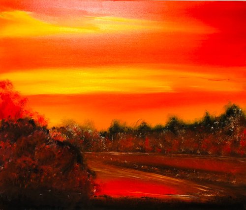 Red landscape by Nataliia Krykun