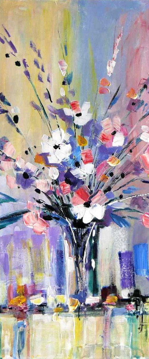 Floral Still Life Painting Lavender Flowers by Ion Sheremet