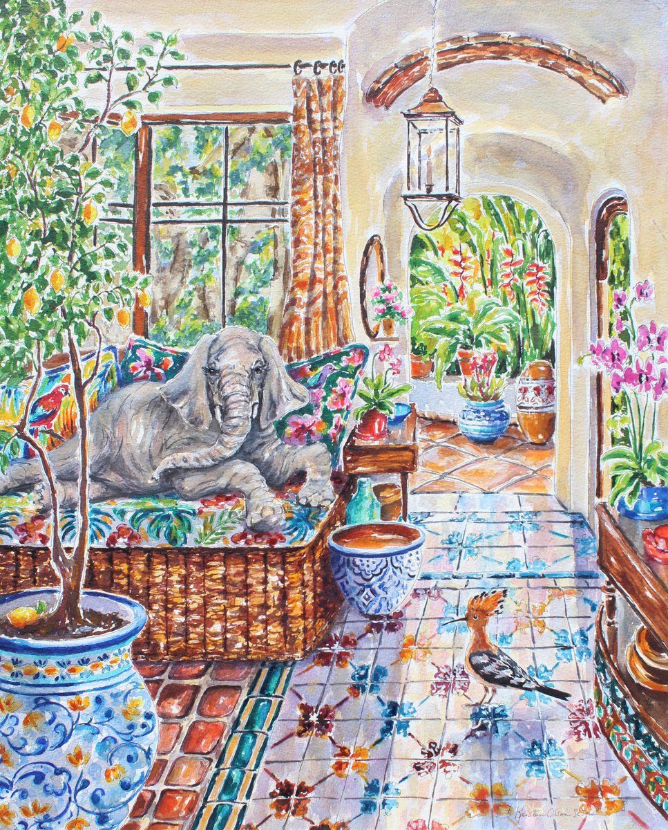 Impressionistic Cityscapes Watercolour By Kristen Olson Stone, 16 X 20", A Joyful Pair, Original Artwork