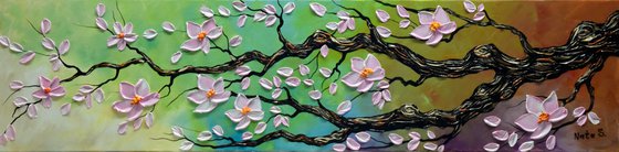 Sakura Blossom - Original Blossom Sakura Painting, Impasto Flowers Art