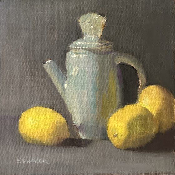 Green Tea Pot With Lemons