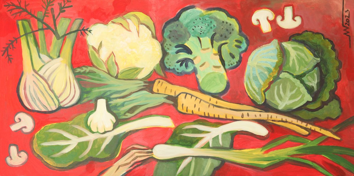 Still Life Acrylic Painting By Marina Gorkaeva, 31 X 16", Still Life, Original Artwork