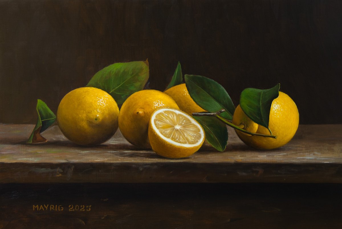 Photorealistic Still Life Oil Painting By Mayrig Simonjan, 16 X 11", The Juicy Five, Original Artwork