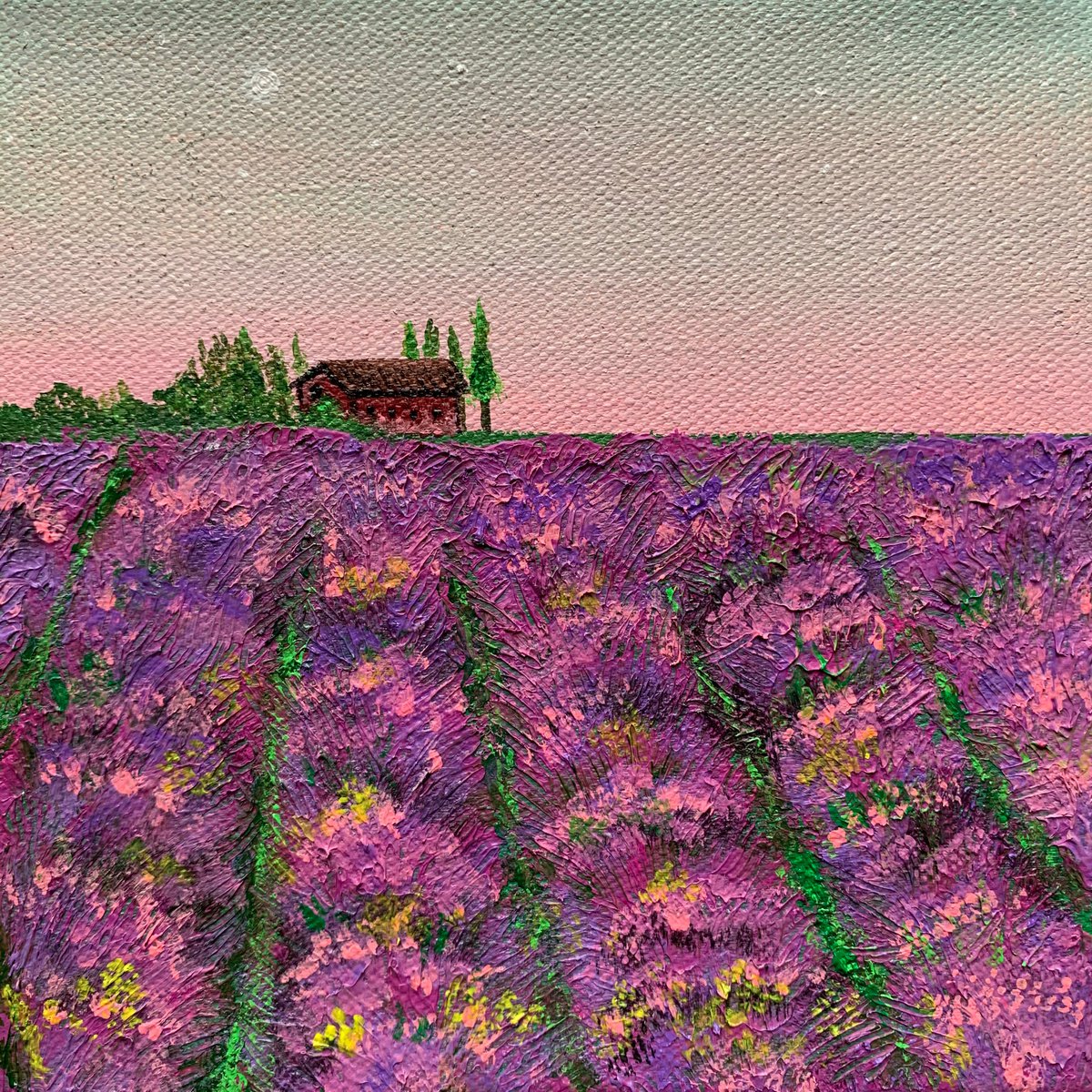 Lavender fields ! Small Painting!! Ready to hang by Amita Dand