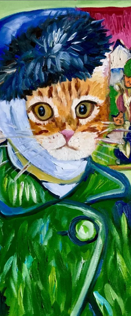 Confused Cat La Van Gogh by Olga Koval