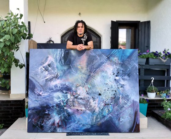 Gigantic xxl huge size 200 cm painting Between a whale song and a broken butterfly wing master O Kloska
