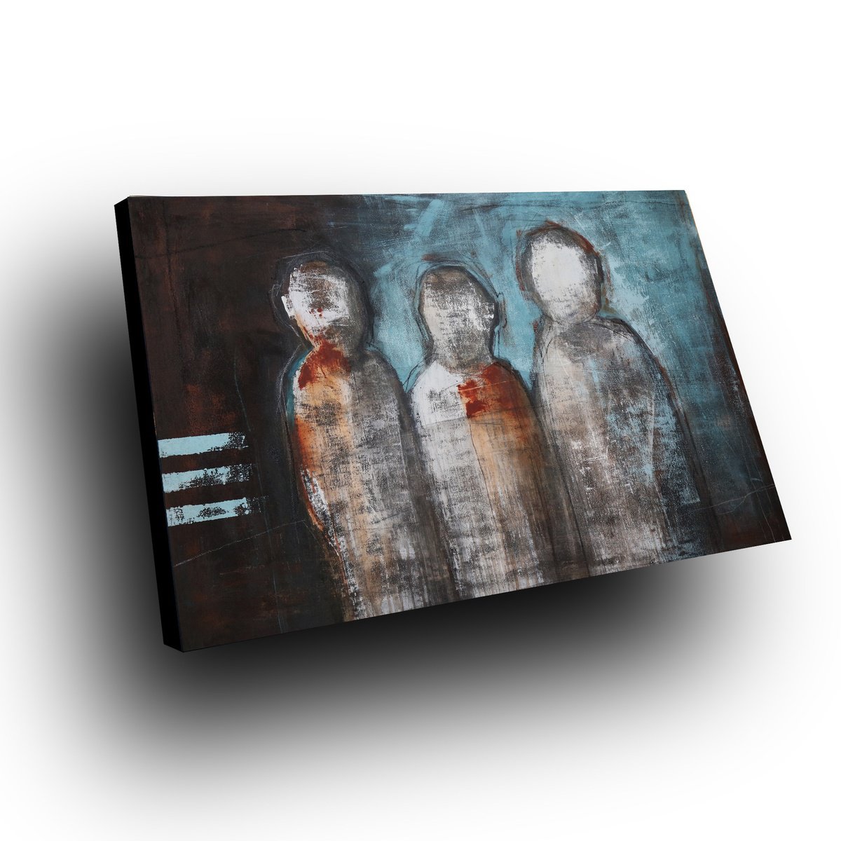 Organic Portrait Acrylic Painting By Inez Froehlich, 47 X 31, Reunion, Original Artwork