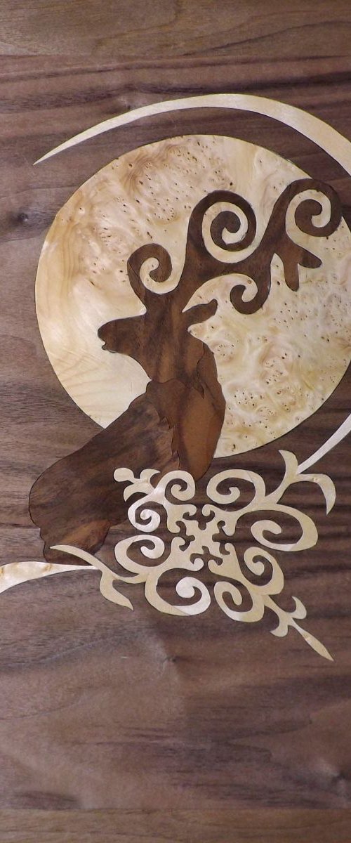 Moon over Kyrgyzstan (marquetry work) by Dušan Rakić