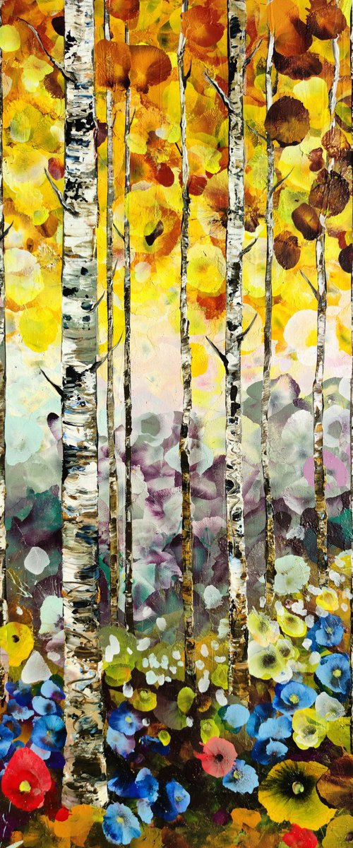 Golden Birch Garden by Angie Wright