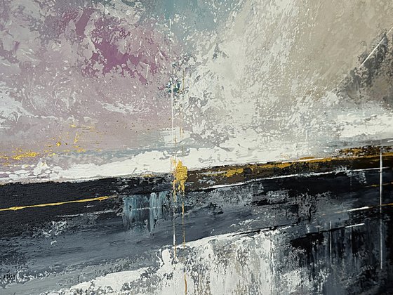 Golden Break of Dawn-blue pink wall art