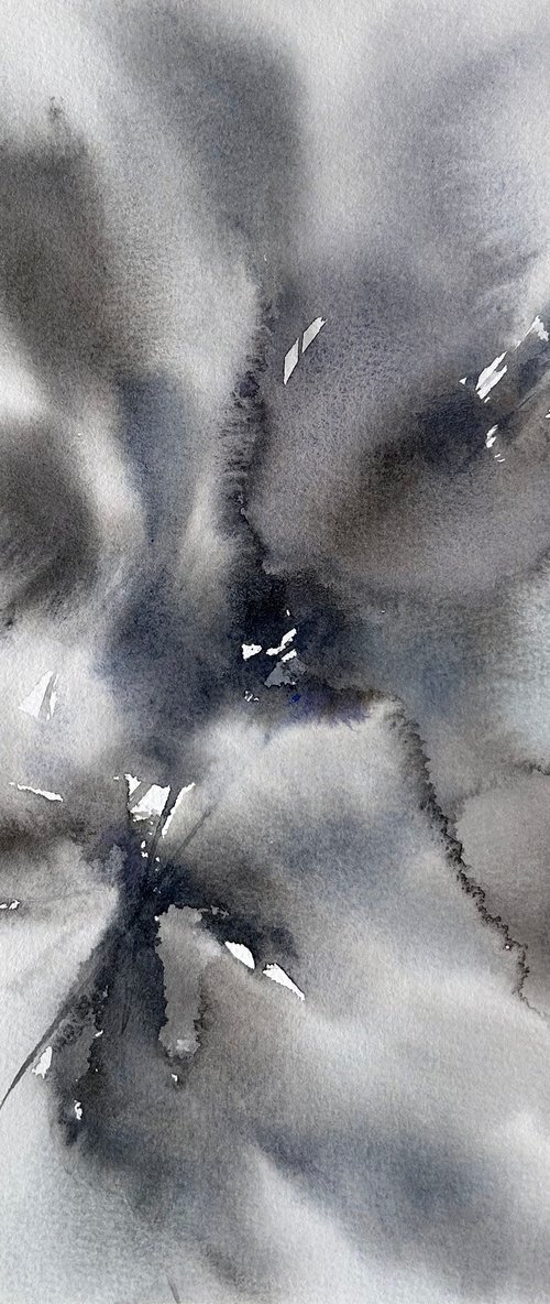 Abstract flowers in gray colors by Olga Grigo