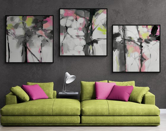 Triptych Garden in Fog