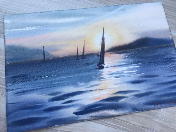 Yachts at sunset