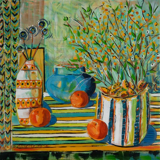 STILL LIFE ON STRIPES