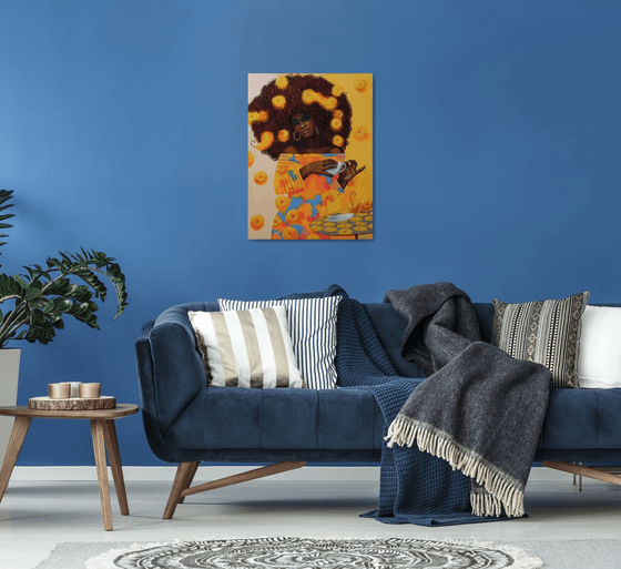 "Coffee break" Original painting Oil on canvas Home decor.