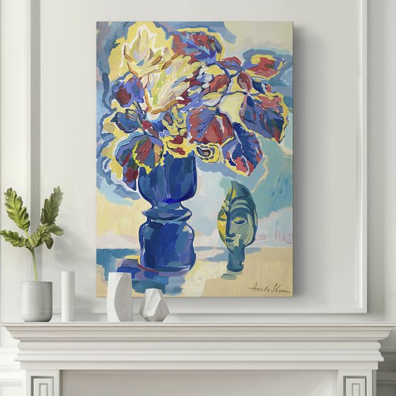 Geraniums And An Exotic Mask