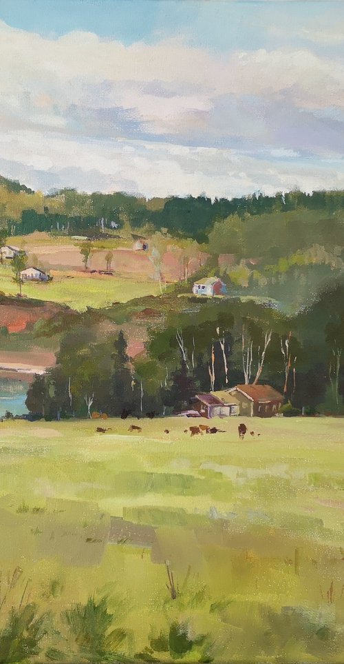 Farm by the shore, Plein Air (16×20") by Alexander Koltakov