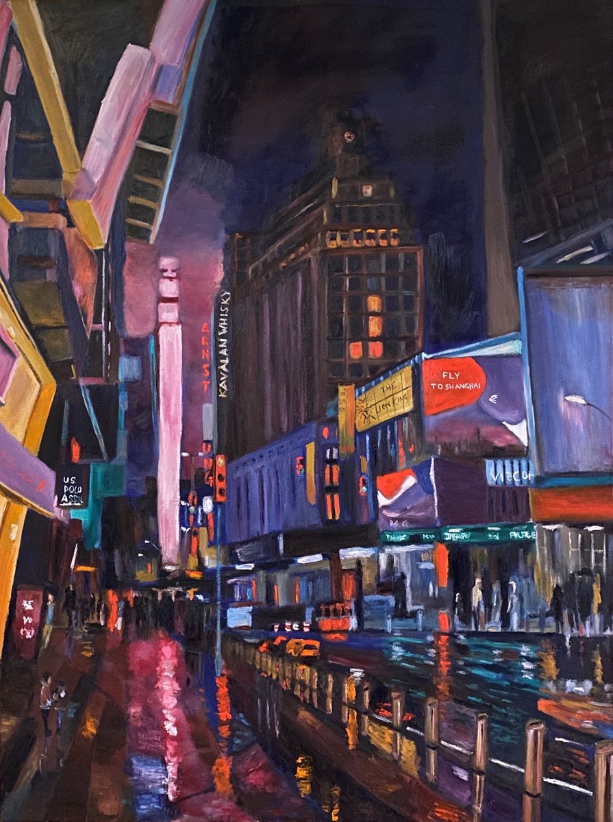 Times square, New York, large oil painting by Geeta Yerra