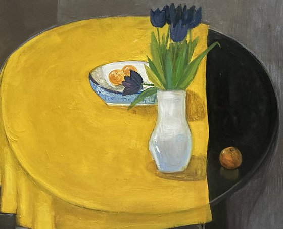 Tulips on a Yellow Table