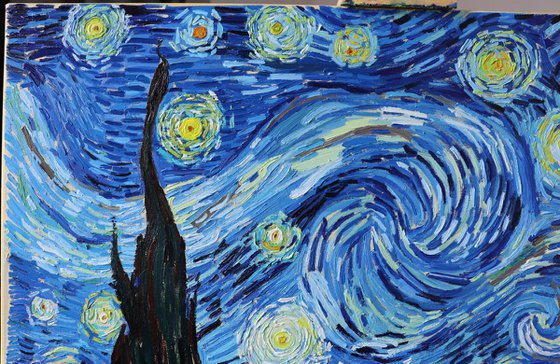 The Starry Night - Van Gogh Hommage Oil painting by Robin Funk | Artfinder