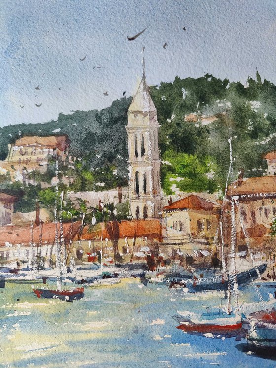 Beautiful morning | Croatia Original watercolor painting