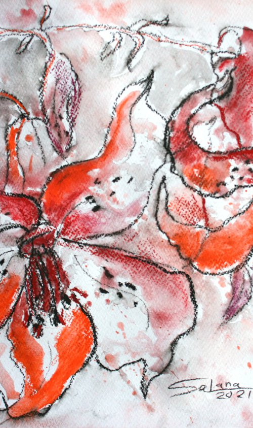 Tiger Lilies 03 /  ORIGINAL PAINTING by Salana Art Gallery