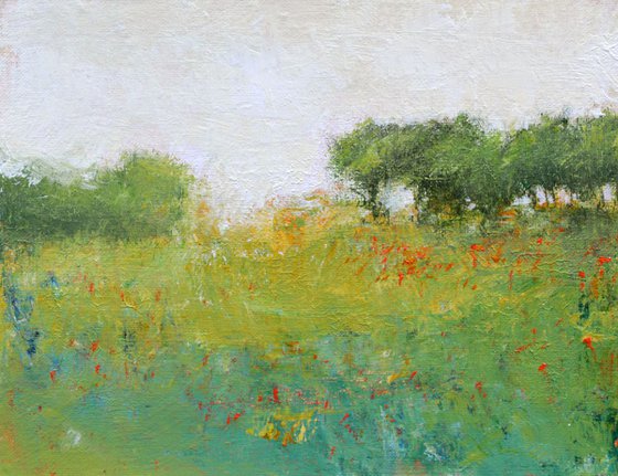 Poppies And Trees, 8x10 inches