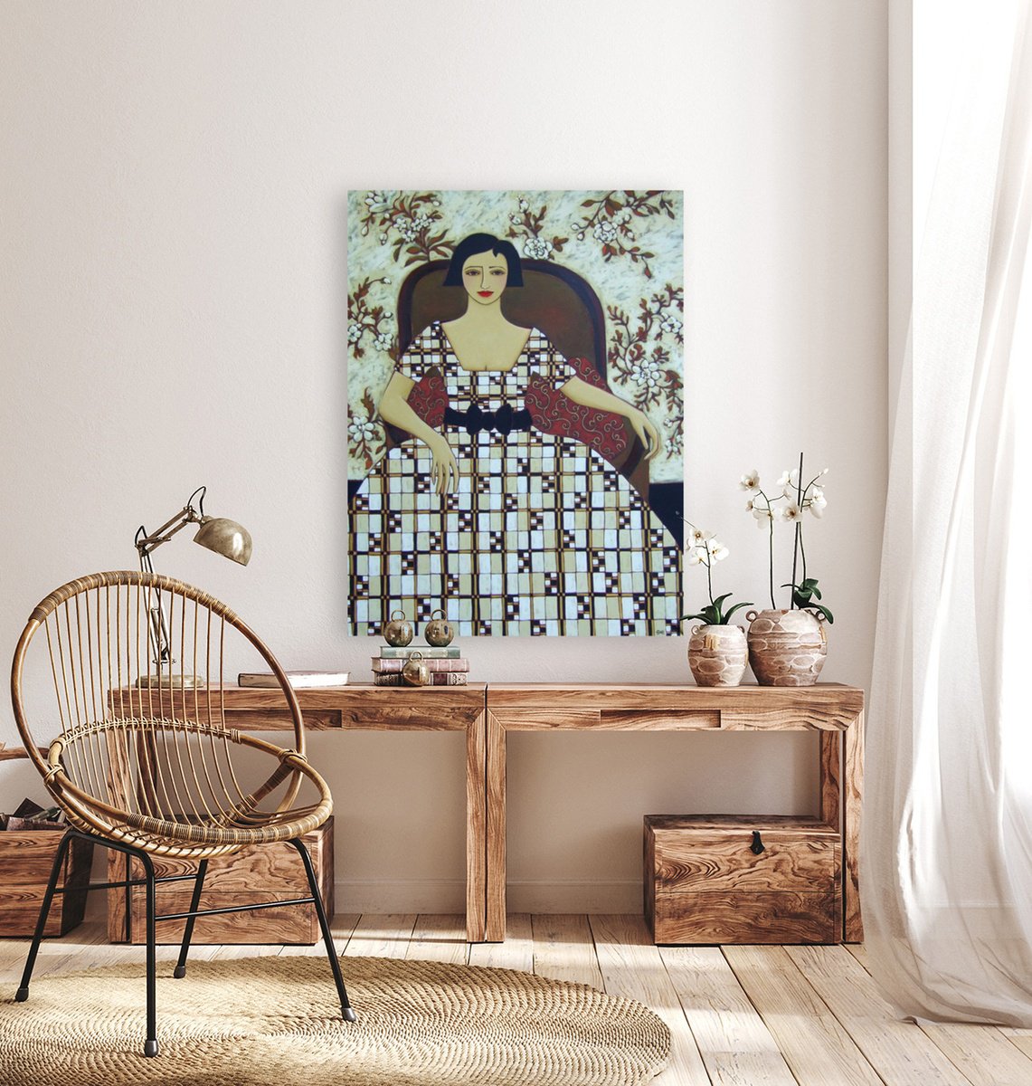 Impressionistic Portrait Oil Painting By Karen Rieger, 36 X 48", Viennese Evening, Original Artwork