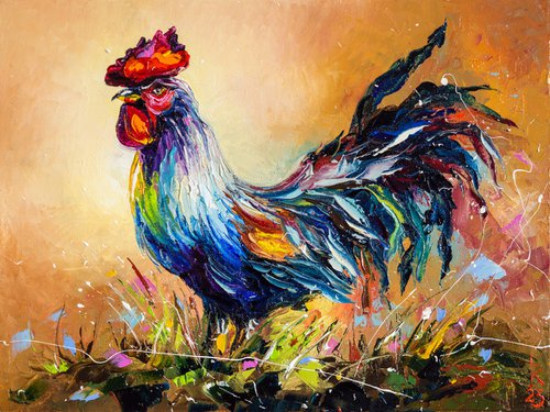 Rooster in the yard by Liubov Kuptsova