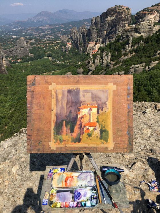 View of the Roussanou Monastery in Meteora