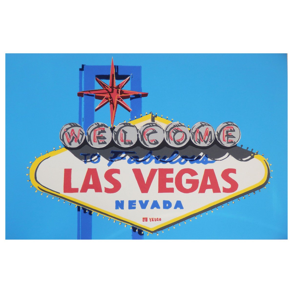 Photorealistic Cityscapes Linocut By Kirstie Dedman, 14 X 10", Viva Las Vegas, Original Artwork