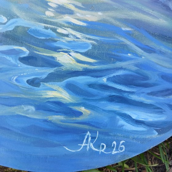 Sunlit Path on the Ocean Waves