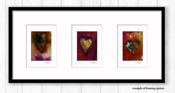 Heart Collection 11 - 3 Small Matted paintings by Kathy Morton Stanion
