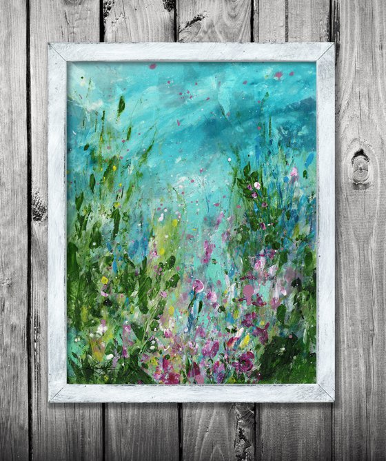 A Meadow Journey 7 - Framed Floral Painting by Kathy Morton Stanion