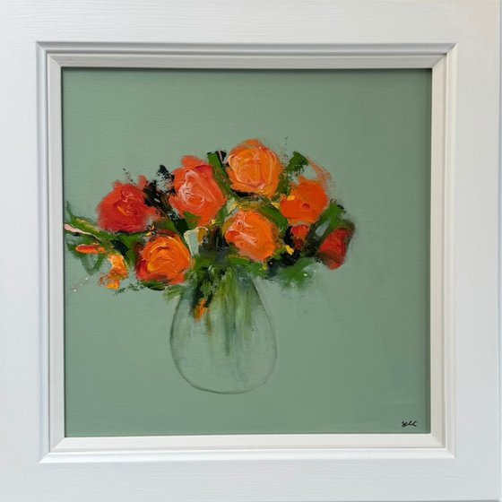 Citrus Blooms Against Breakfast Room Green