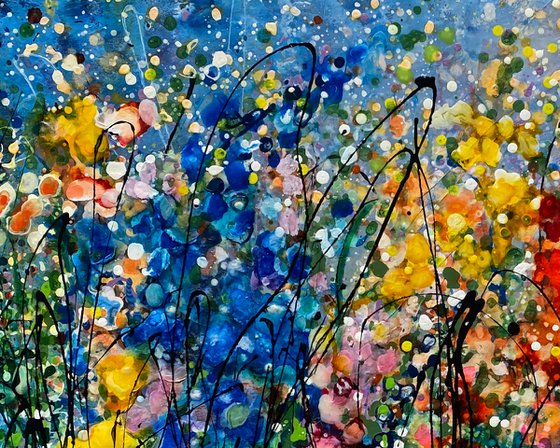 Grassland with Feelings -  Original Painting on Canvas influenced by Jackson Pollock's Style