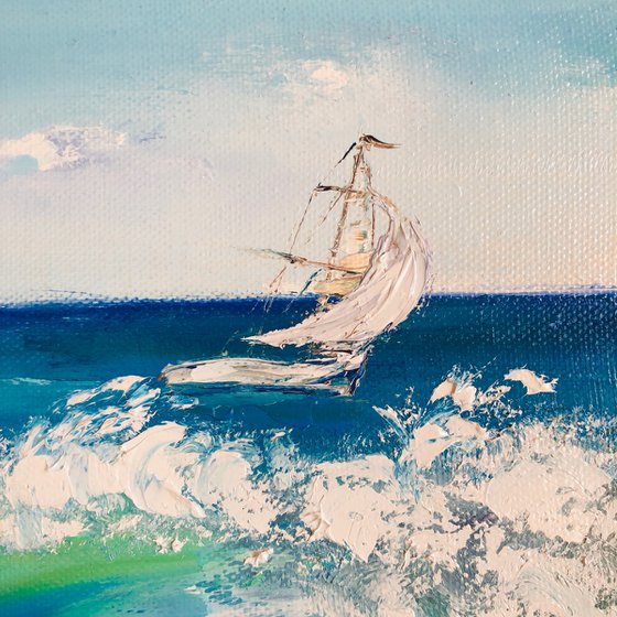 THE SOUND OF THE SURF - Marine theme. Waves. Surf. White ship. Ocean. Noise. Sand. Foam.