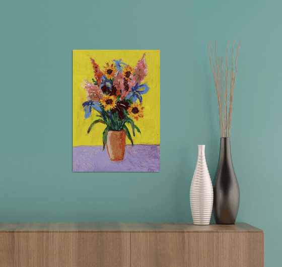 Bouquet on a Yellow Background