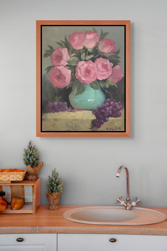Still Life with Pink Roses