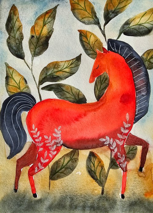 Red Horse (small) by Evgenia Smirnova