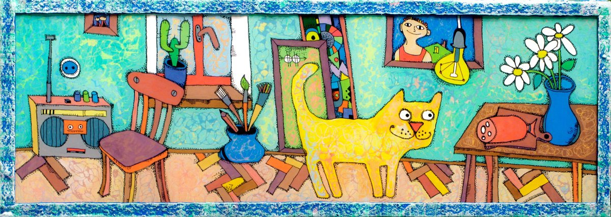 Animal Acrylic Painting By Nikita Ostapenco, 28 X 10", In Another Artist