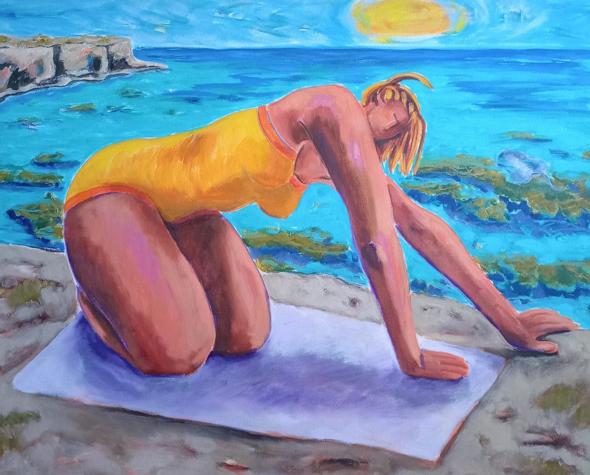 Impressionistic Portrait Oil Painting By Lorie Schackmann, 32 X 26", Getting To Know The Sea, Original Artwork