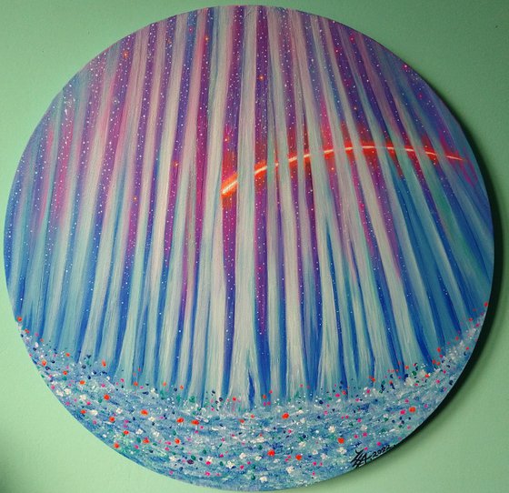 Shooting star. Original acrylic painting by Zoe Adams.