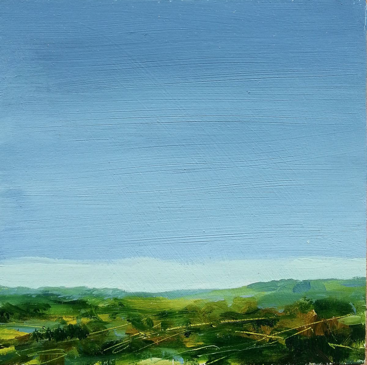 Abstract Landscape Oil Painting By Fabienne Monestier, 8 X 8, Study : Clouds #21, Original Artwork